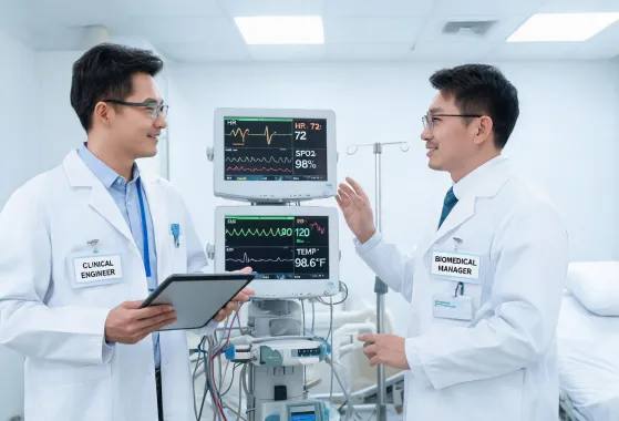 Clinical engineer advising hospital facility manager